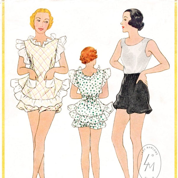 1930s 30s dancewear dance set / vintage sewing pattern reproduction / pinafore dress / tap shorts bloomers/ PICK YOUR SIZE S M L