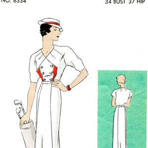 vintage sewing pattern 1930s 30s art deco dress sewing pattern reproduction // sports dress // seam interest // Bust 34/ 1930