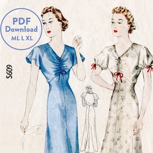 ML L XL vintage sewing pattern 1930s 30s sewing pattern vintage evening length slip dress lingerie PDF Instant Download