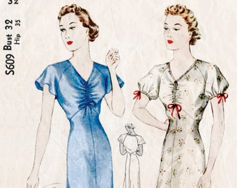 vintage sewing pattern 1930s 30s evening length gown slip dress negligee lingerie bust 32 b32 reproduction
