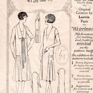 Jurkpatroon jaren 1920 / reproductie vintage naaipatroon / flapperstijl / verlaagde taille / chelsea-kraag / buste 36