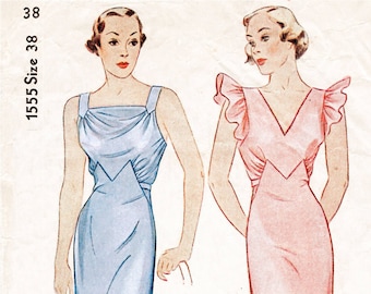 modello di cucito vintage 1930s 30s pattern vintage lingerie da sera slip dress negligee bust 38 riproduzione