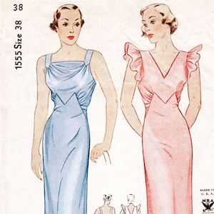 vintage sewing pattern 1930s 30s pattern vintage lingerie evening slip dress negligee bust 38 reproduction