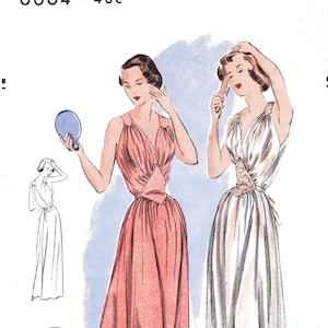 modello di cucito vintage anni &#39;40/&#39;50 modello di lingerie / abito lungo in pizzo / seno 32
