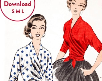 S M L vintage Schnittmuster 1950er 50er Kimono Ärmel Schnittmuster Schnittmuster