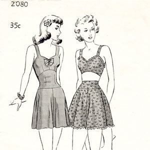 vintage sewing pattern 1940s  beachwear playsuit bathing suit crop top & skater skirt PICK YOUR SIZE bust 31 32 34 36 38