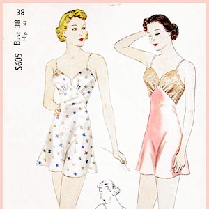 vintage sewing pattern 1930s 30s vintage lingerie sewing pattern step in teddy fitted chemise bust 38 b38 reproduction
