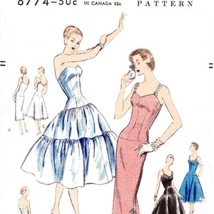 1950er 50er Slipkleider vintage Damenunterwäsche Schnittmuster Reproduktion // weit ausgestellter Rock // gestufter Petticoat // Hemdchen // Büste 32 34 36 38