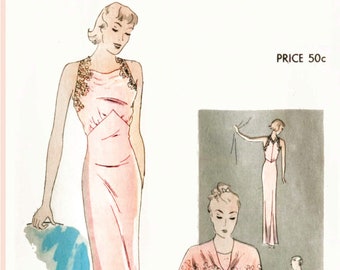 vintage sewing pattern 1930s 30s vintage lingerie sewing pattern lace wrap dress slip negligee size SMALL Bust 32 - 34 reproduction / 1930