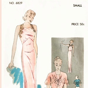 vintage sewing pattern 1930s 30s vintage lingerie sewing pattern lace wrap dress slip negligee size SMALL Bust 32 - 34 reproduction / 1930