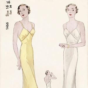 vintage schnittmuster 1930er 30er jahre vintage damen schnittmuster tief zurück slip kleid mit volant saum büste 34 reproduktion