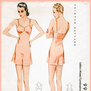 vintage sewing pattern repro 1930s 30s McCall vintage lingerie / romper bodysuit teddy / bust 36 b36 English & French