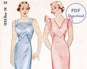 vintage sewing pattern vintage sewing pattern 30s 1930s vintage gown wedding bridal evening or afternoon dress bust 38 PDF Download