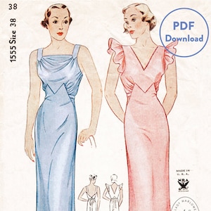 vintage sewing pattern vintage sewing pattern 30s 1930s vintage gown wedding bridal evening or afternoon dress bust 38 PDF Download