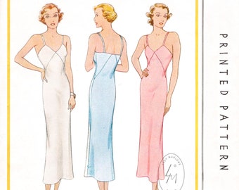 1930s 30s vintage slip dress sewing pattern / bias cut gown / art deco seams / negligee lingerie / bust 32 34 36 38 40