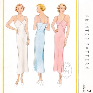 1930s 30s vintage slip dress sewing pattern / bias cut gown / art deco seams / negligee lingerie / bust 32 34 36 38 40