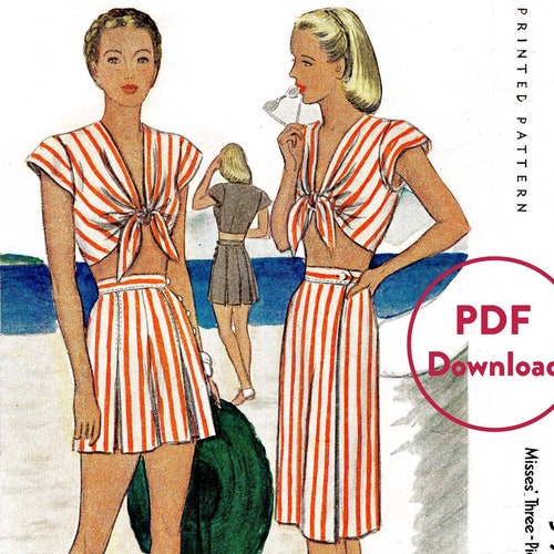 Vintage Sewing Pattern 1940s 40s Repro Front Tie Crop Top Etsy Vintage Sewing Pattern 1940s 40s Repro Front Tie Crop Top Etsy