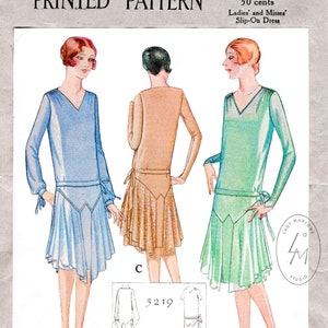 vintage sewing pattern 1920s 20s evening cocktail dress pattern / 3 styles / reproduction / flapper dress / bust 34 36 38 40 42