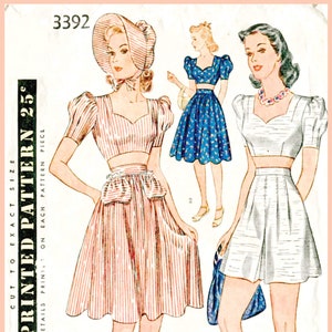 Vintage Sewing Pattern Reproduction 1940s 40s Crop Top Etsy Vintage Sewing Pattern Reproduction 1940s 40s Crop Top Etsy