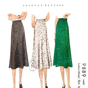 vintage sewing pattern 1930s 30s skirt // reproduction  // side zipper closing // 6 piece skirt // XXS XS S M L XL