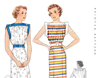 vintage sewing pattern 1930s 30s dress pattern //   // 2 styles // art deco dress // statement sleeves // bust 30 32 34 36 38/ 1930