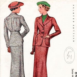 Women's Two Piece Dress, Top & Skirt, Vintage 1940s Sewing Pattern – Vintage  Sewing Pattern Company