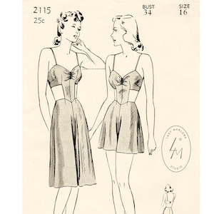 1940s 40s vintage lingerie pattern teddy romper bust 34 reproduction 1940