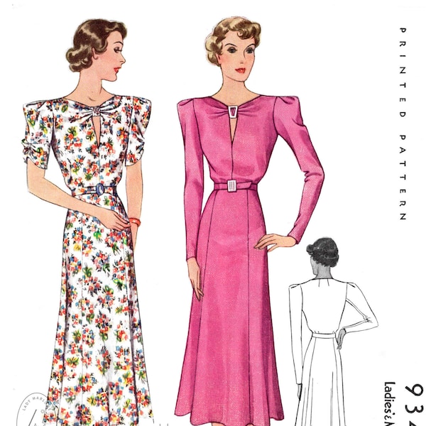 vintage Schnittmuster 1930s Kleiderschnittmuster // // 2 Schnitte // Art Deco Kleid // Ärmel // Büste 32 34 36 38 40/ 1930