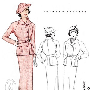 Vintage Sewing Pattern 1930s 30s Skirt Suit Ensemble