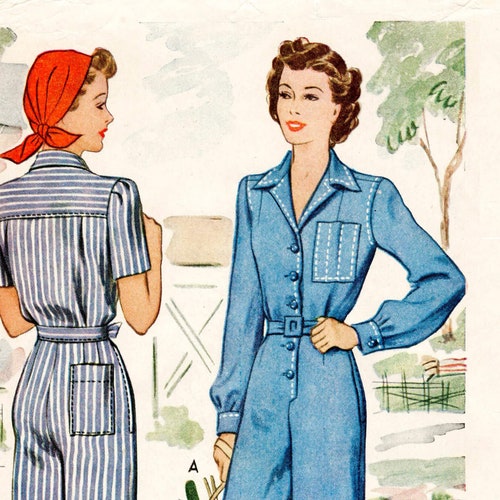 40s 1940s Vintage Rosie the Riveter Pattern Workwear Slacks | Etsy