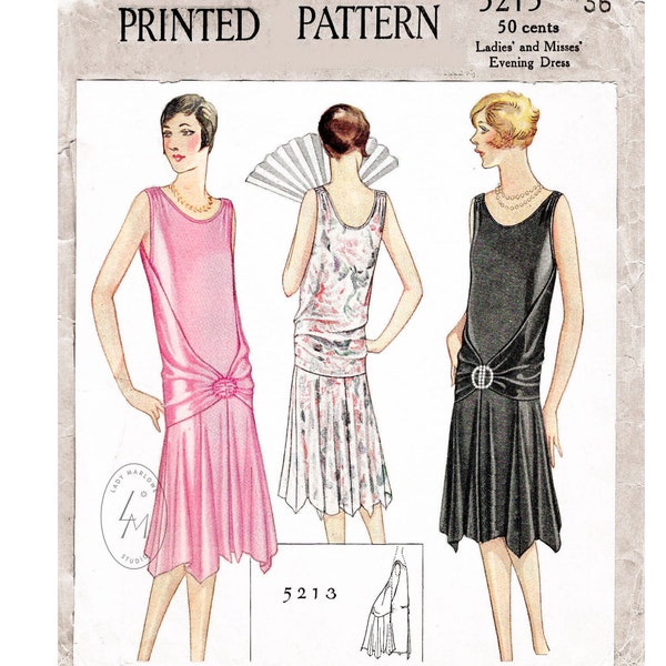 1920s vintage sewing pattern reproduction / flapper evening dress / drop waist / PICK YOUR SIZE xsmall - xlarge