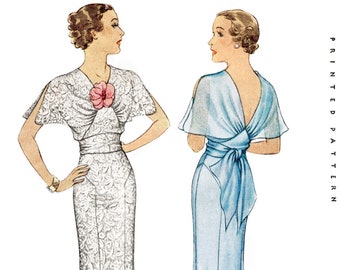 vintage sewing pattern 1930s evening gown / reproduction / wedding bridal dress / English & French / PICK YOUR SIZE bust 32 34 36 38 40