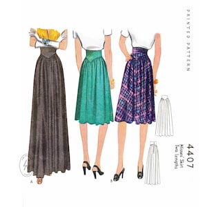 vintage sewing pattern repro 1940s 40s skirt in 2 lengths / daytime or evening cocktail / PICK YOUR SIZE xs s m l