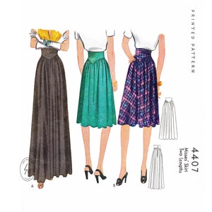 vintage sewing pattern repro 1940s 40s skirt in 2 lengths / daytime or evening cocktail / PICK YOUR SIZE xs s m l