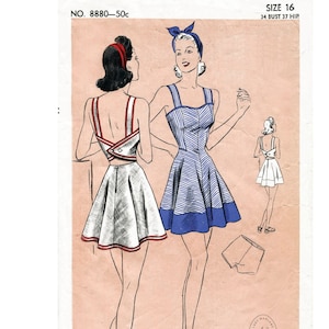 vintage sewing pattern 1940s 40s vintage Vogue sewing pattern bust 34 playsuit swim bathing suit beach romper swimwear b34 reproduction