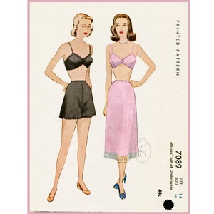 Vintage Sewing Pattern Vintage Sewing Pattern 1930s 1940s Lingerie Bra  Bralette & Lace Inset Tap Shorts Bust 34 B34 Reproduction 