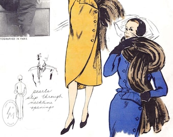 Vintage sömnadsmönster 1950-tals kappa byst 34