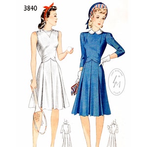 1940 Vintage Sewing Pattern 1940s 40s Dress Pattern // Reproduction ...