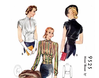 1940 1930s blouse vintage sewing  pattern / day or evening top / bust 32 34 36 38 40