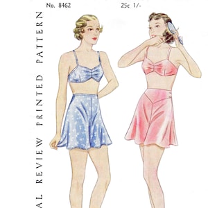 vintage sewing pattern 1920s 1930s lingerie   // bra & tap shorts set // 2 styles //  bust 32 34 36 38