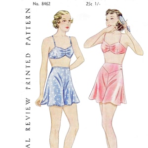 vintage sewing pattern 1920s 1930s lingerie   // bra & tap shorts set // 2 styles //  bust 32 34 36 38