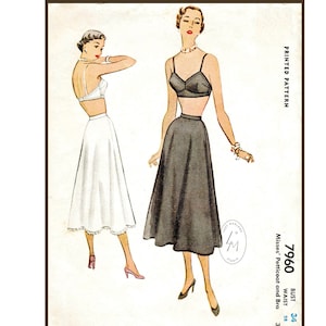 vintage sewing pattern vintage bra and petticoat pattern 1950s lingerie bralette slip bust 34 b34 English & French reproduction