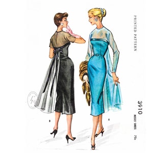 1950s 50s cocktail wiggle dress // panneau drapé // sablier // bustier corsage // Buste 32 34 36 38 40