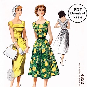 XS S M Vintage Schnittmuster 1950er 50er Jahre Sonnenkleid Zipfelrock weit geschnittener Rock PDF Instant Download