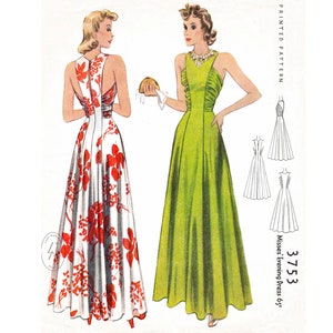 1940 1940s 40s evening gown vintage sewing pattern  PICK YOUR SIZE Bust 30 32 34 36 38 40