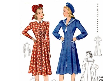 1940 vintage sewing pattern 1940s 40s sailor dress //   // nautical style // princess seams // bust 30 32 34 36 38