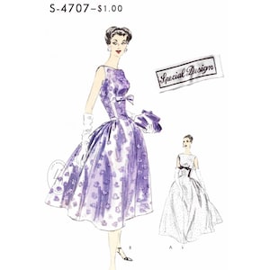 vintage sewing pattern 1950s 50s cocktail dress reproduction pattern / ball gown evening cocktail / full skirt / Bust 32 34 36 38 40