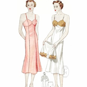 vintage lingerie sewing pattern / 1930s slip dress & tap shorts / XS S M L XL/ repro reproduction