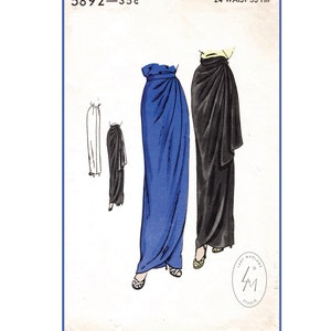 1940 vintage sewing pattern 1940s 40s vintage skirt women's sewing pattern draped gathers evening cocktail size small waist 24