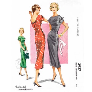 1950er 50er Jahre Cocktailkleid Schnittmuster // Empire-Taille // weiter Rock // Schleifendetail // Büste 32 34 36 38 40